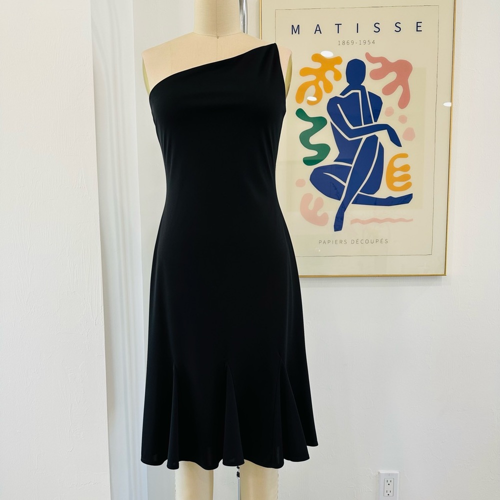 Vintage One-Shoulder Black Cocktail Dress